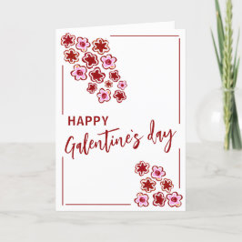 Tarjeta Festiva Flores rojas rosadas amigos del Día de Galentine