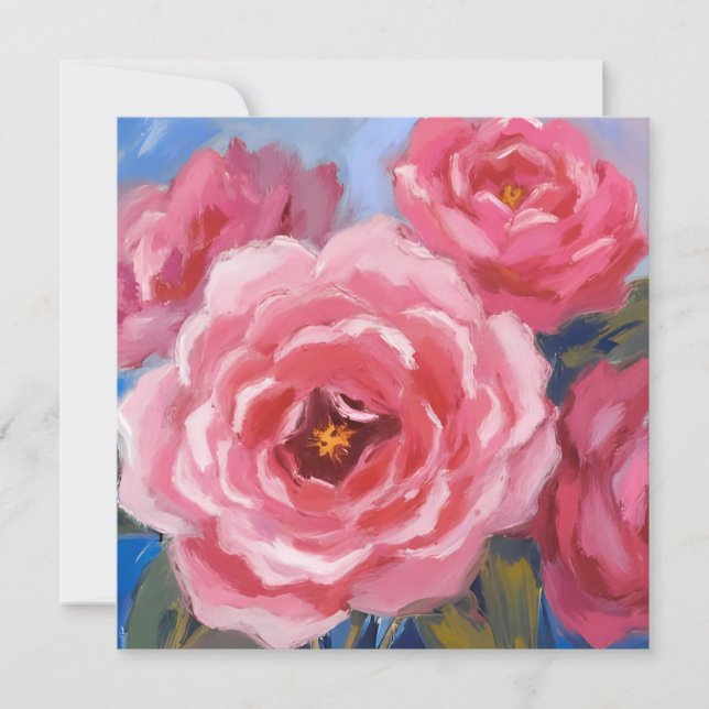 Tarjeta Festiva Flores rosadas  (Anverso)