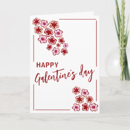 Tarjeta Festiva Flores Rosadas Rojas Día de Galentines Amigas 