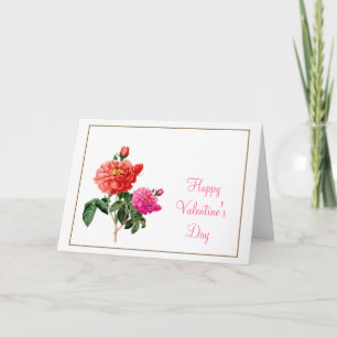 Tarjeta Festiva Flores rosas de arte botánico de época Valentine