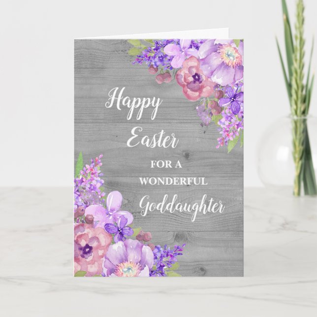 Tarjeta Festiva Flores rusas feliz hija diosa de Pascua (Anverso)