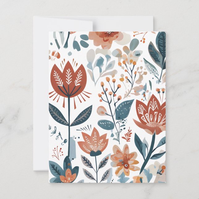 Tarjeta Festiva Flores rústicas (Anverso)