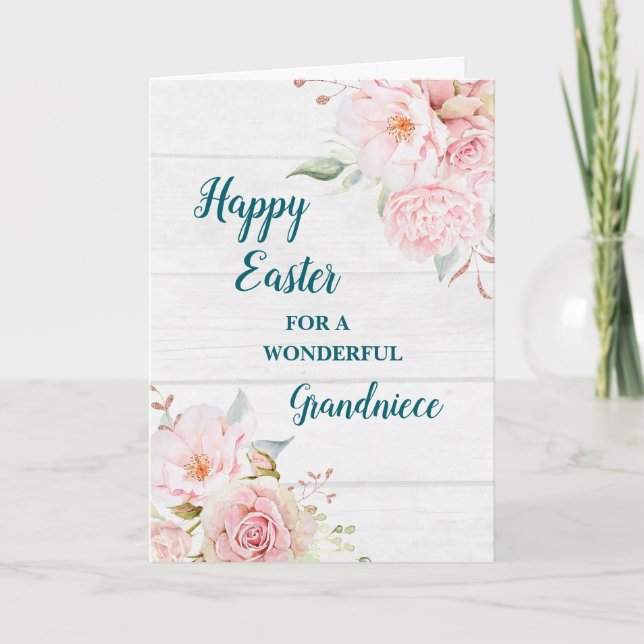 Tarjeta Festiva Flores rusticas Feliz Abuela de Pascua (Anverso)