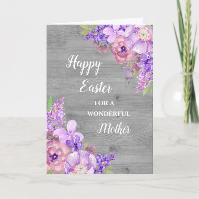 Tarjeta Festiva Flores rusticas feliz madre de Pascua (Anverso)