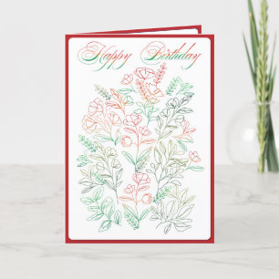 Tarjeta Festiva Flores salvajes W Feliz cumpleaños