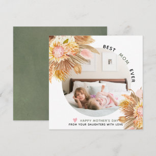 Tarjeta Festiva Flores secas para foto del Día de la Madre