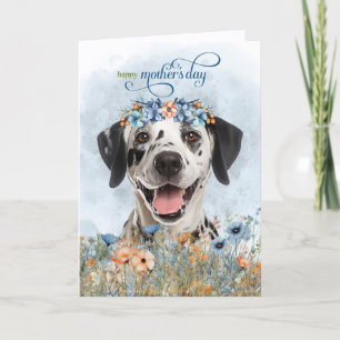 Tarjeta Festiva Flores silvestres de perro dálmata Día de la Madre