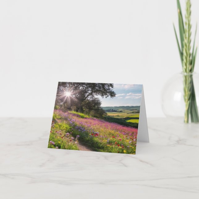 Tarjeta Festiva Flores silvestres en el campo (Anverso)