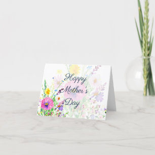 Tarjeta Festiva Flores silvestres primaverales coloridas día de la