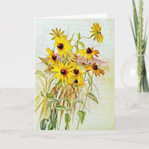 Tarjeta Festiva Flores silvestres vintage de ojos negros de Susan
