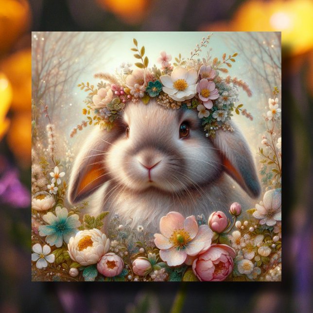 Tarjeta Festiva Flores Springtime Cute Lop Earn Bunny Easter (Subido por el creador)