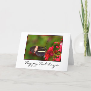 Tarjeta Festiva Flores y alas largas Felices fiestas