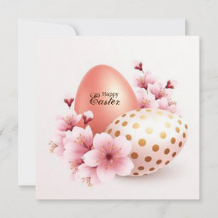 Tarjeta Festiva Flores y huevos de Pascua felices