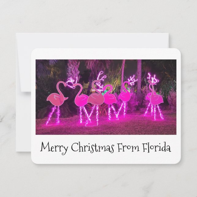 Tarjeta Festiva Florida Flamingo Christmas Card (Anverso)