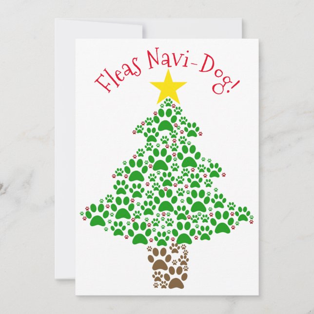 Tarjeta Festiva Flotas Navi-Dog Cute Paw Imprimir foto de árbol de (Anverso)