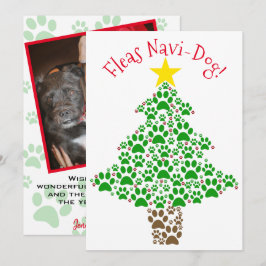 Tarjeta Festiva Flotas Navi-Dog Cute Paw Imprimir foto de árbol de