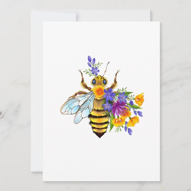 Tarjeta Festiva Flower bee with wild plants (Anverso)