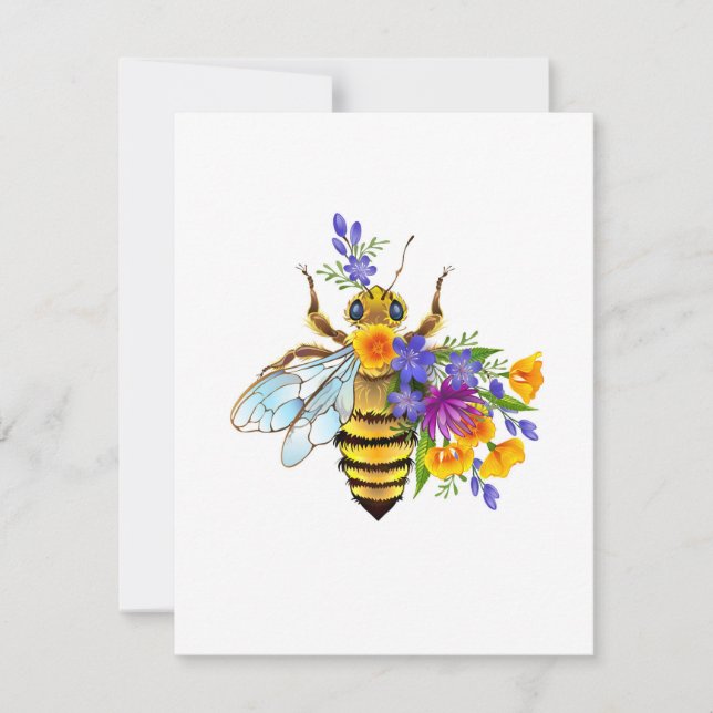 Tarjeta Festiva Flower bee with wild plants (Anverso)