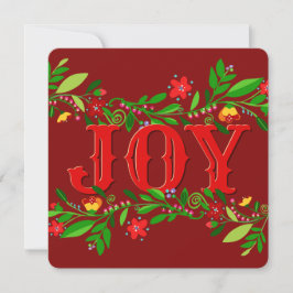 Tarjeta Festiva Flower Berry Joy Flat Holiday Card