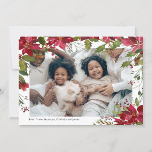 Tarjeta Festiva Flower de Poinsettia navideña