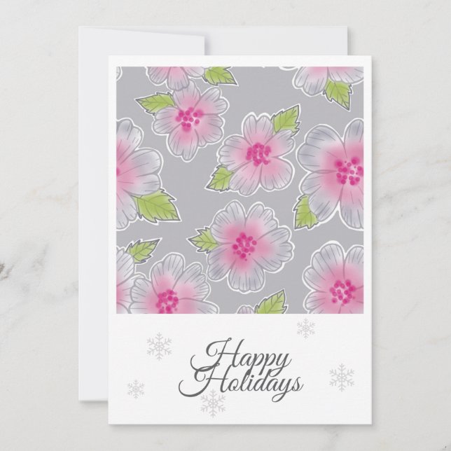 Tarjeta Festiva Flowers Elegance Happy Holidays Birthday Card (Anverso)