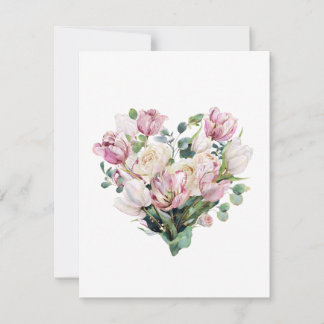 Tarjeta Festiva Flowers in Heart Shape, Valentine's Day Card