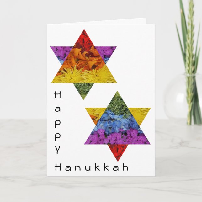 Tarjeta Festiva Flowers Star of David Holiday Greeting Card (Anverso)