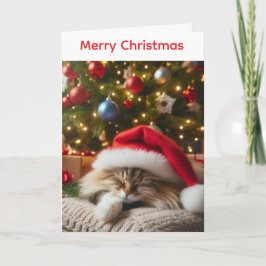 Tarjeta Festiva Fluffy cat christmas card
