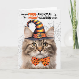 Tarjeta Festiva Fluffy Tabby Gato Halloween PURRolween anormal