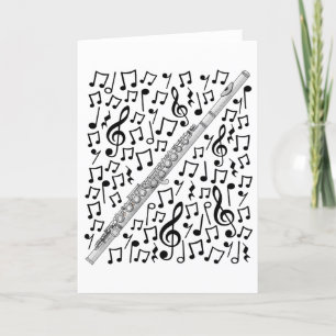 Tarjeta Festiva Flute Musical Notes Flutist Woodwind Music Teacher