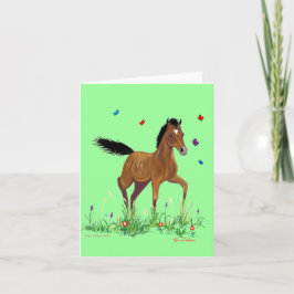 Tarjeta Festiva Foal and Butterflies Note Card