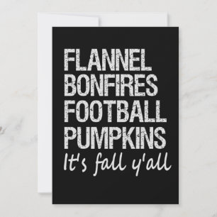 Tarjeta Festiva Fogatas de franela Fútbol Calabazas Es Otoño Todos