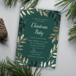 Tarjeta Festiva Foil Branch Frame Christmas Party Invitation
