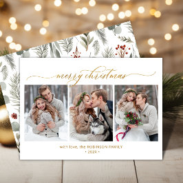 Tarjeta Festiva Foliage botánico 3 Navidades multifotográficos