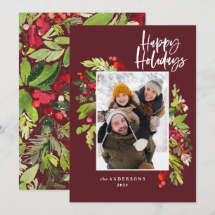 Tarjeta Festiva Foliage burdeos de vacaciones foto rústica tradici