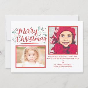 Tarjeta Festiva Foliage de acuarela de invierno de Navidades con m