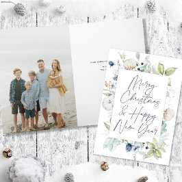 Tarjeta Festiva Foliage de invierno escarpado Navidades de fotogra