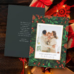 Tarjeta Festiva Foliage Greenery Ferry Christmas Photo<br><div class="desc">Haga brillar su recuerdos de vacaciones con nuestra tarjeta de Navidades fotográficos. El entorno de invierno, adornado con bayas, es un lugar de fiesta. Un overol blanco con una moda que imita el dorado enmarca elegantemente tu preciada foto. Personalizar con sus deseos de vacaciones y su nombre familiar en un...</div>