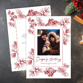 Tarjeta Festiva Foliage Red Photo de los navidades