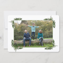 Tarjeta Festiva Foliage verde de Año Nuevo alegre