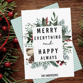 Tarjeta Festiva Foliage verde moderno guión de magia floral