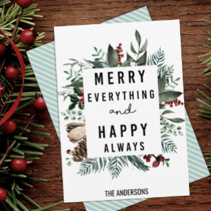 Tarjeta Festiva Foliage verde moderno guión de magia floral