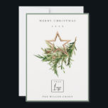 Tarjeta Festiva Foliage Wreath Merry Christmas Logo de Stag Marsal<br><div class="desc">Si necesitas más personalización,  por favor,  no dudes en enviarme un mensaje a yellowfebstudio@gmail.com.</div>
