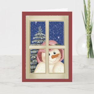 Tarjeta Festiva Folk Art Snowman