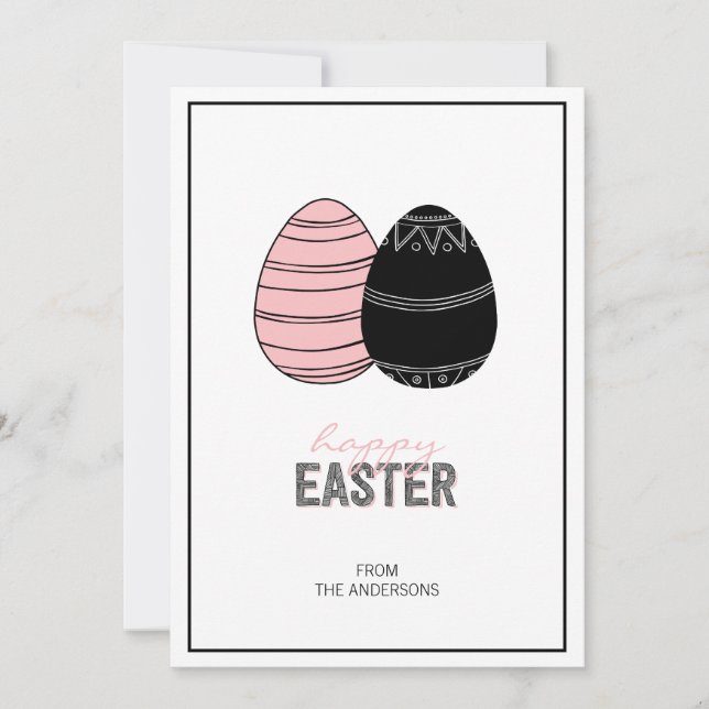 Tarjeta Festiva Folk Happy Easter Eggs Card (Anverso)