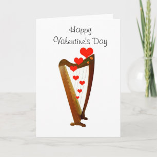 Tarjeta Festiva Folk Harp Valentine Card