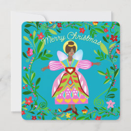 Tarjeta Festiva Folk Moderno Festivo Ángel Afroamericano