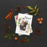 Tarjeta Festiva Follaje acuático bendito 1 navidades de fotografía<br><div class="desc">Benditos Navidades folclóricos de color verde rojo. Tarjeta de vacaciones. Hermoso follaje pintado con acuarela y texto de escritura moderno. Parte de una colección.</div>