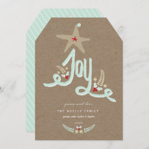 Tarjeta Festiva Follaje de caligrafía de alegría azul dibujado a m