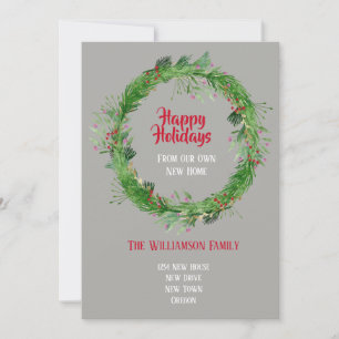 Tarjeta Festiva Follaje de Invierno Felices Fiestas en Nuestro Nue
